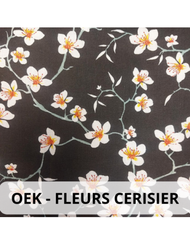 Tissu OEK Fleurs cerisier fond noir
