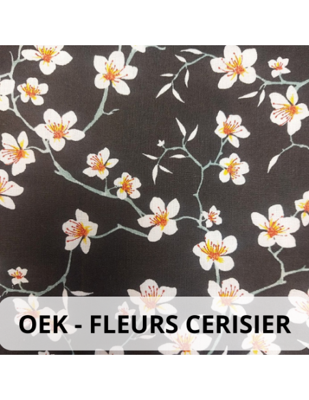 Tissu OEK Fleurs cerisier fond noir Tissu OEK Fleurs cerisier fond noir