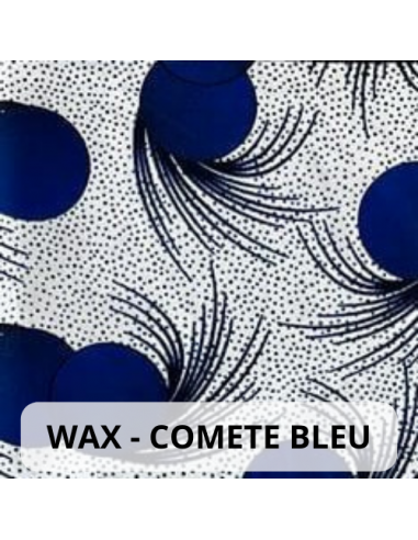 Tissu Wax Comete bleu et noir