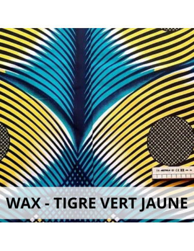 Tissu Wax Tigre Vert et jaune