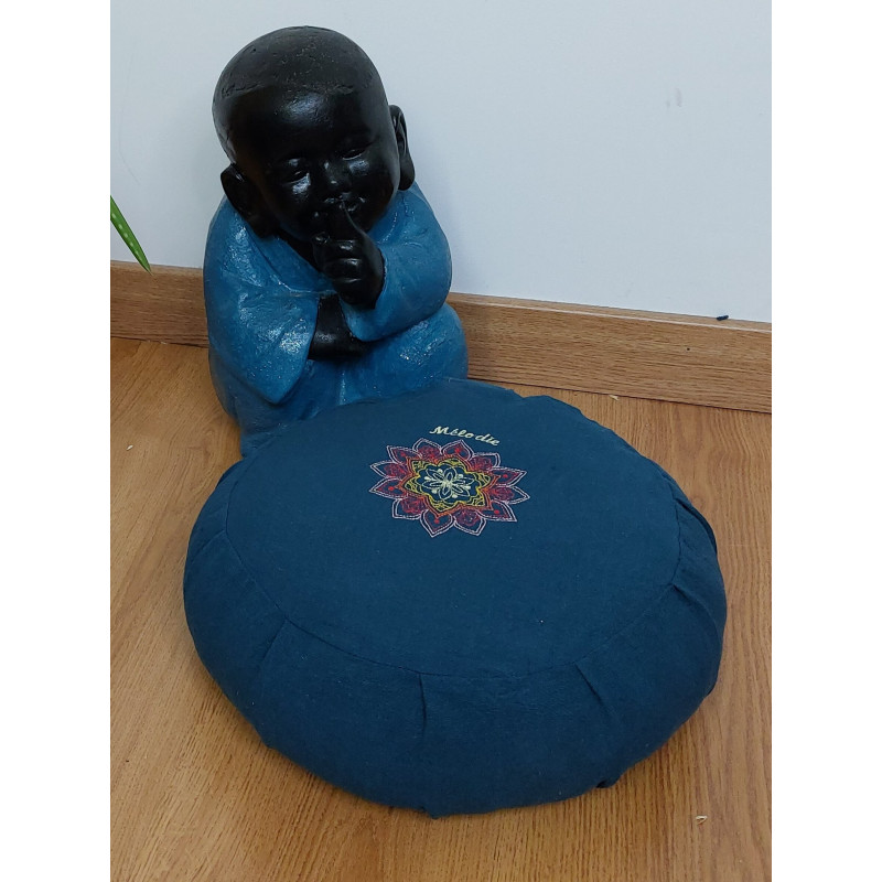 Zafu bleu brodé