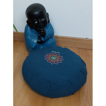 Zafu bleu brodé Zafu bleu brodé